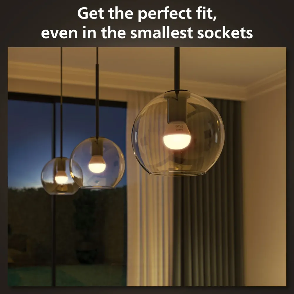 Philips Hue Smart Belysning|Smart Belysning|Luster Kuleformet LED-pære White and Color Ambiance E14 470 lm