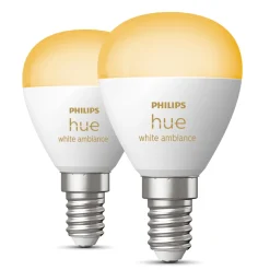 Philips Hue Smart Belysning|Smart Belysning|Luster Kuleformet LED-pære White Ambiance E14 470 lm 2-pk.