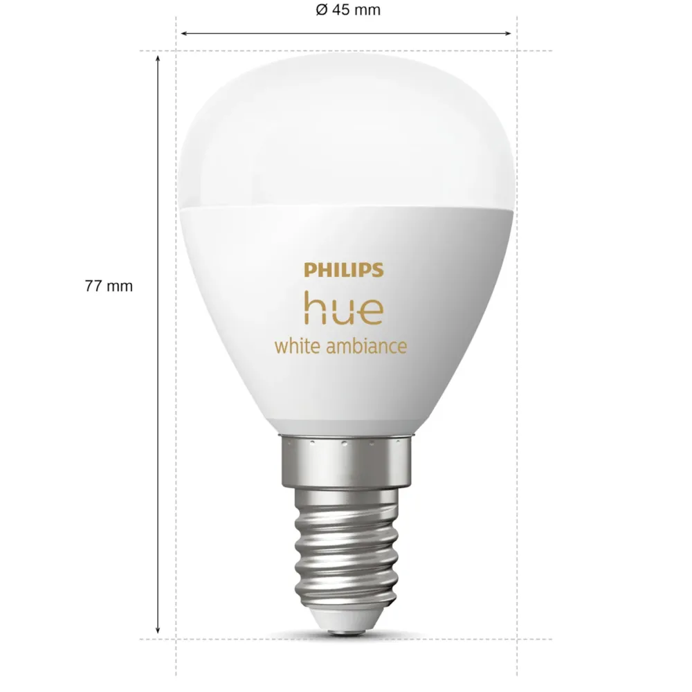 Philips Hue Smart Belysning|Smart Belysning|Luster Kuleformet LED-pære White Ambiance E14 470 lm 2-pk.