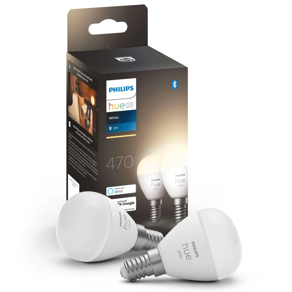 Philips Hue Smart Belysning|Smart Belysning|Luster Smart LED-pære E14 470 lm 2-pk.