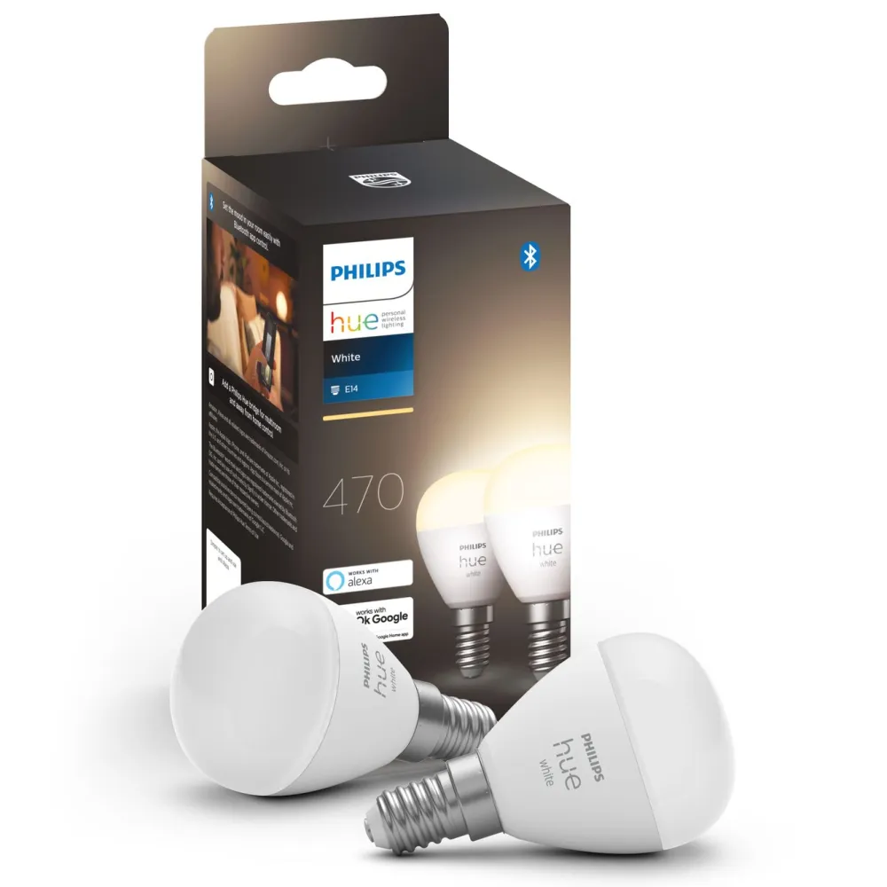 Philips Hue Smart Belysning|Smart Belysning|Luster Smart LED-pære E14 470 lm 2-pk.
