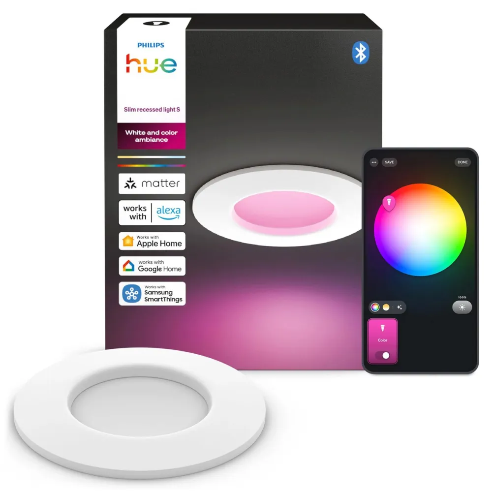 Philips Hue Smart Belysning|Lampetilbehør|Slim innfelt spotlight 90 mm 1-pk.