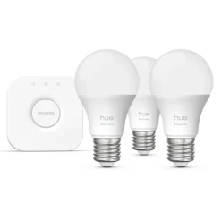 Philips Hue Smart Belysning|Philips Hue|Startpakke Essential: 3x White & Color E27 + Bridge