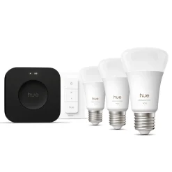 Philips Hue Smart Belysning|Philips Hue|Startpakke Pro: 3x White & Color E27 + Dimmer + Bridge Pro