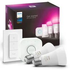 Philips Hue Smart Belysning|Philips Hue|Startpakke: 2x White & Color E27 + Dimmer + Bridge
