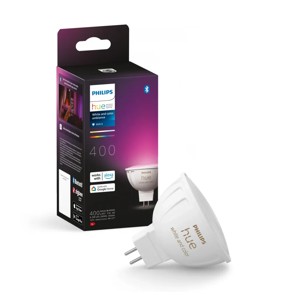 Philips Hue Smart Belysning|Philips Hue|White and Color Ambience MR16 400 lm