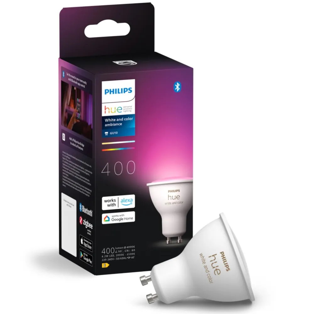 Philips Hue Smart Belysning|Smart Belysning|White and Color Ambiance Smart LED-pære GU10 400 lm 1-pk