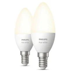 Philips Hue Smart Belysning|Lyslenker|White Smart LED-pære E14 470 lm 2-pk.