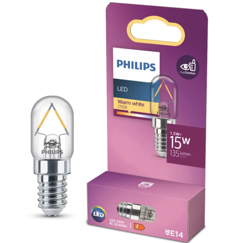Philips Lyskilder|LED-filamentpære T20 E14 klar 135 lm Klar