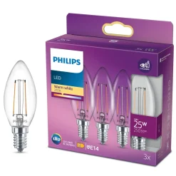 Philips Lyskilder|LED-pære Mignon LED E14 250 lm 3-pk.