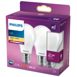 Philips Lyskilder|Frostet LED-pære E27 470 lm 2-pk.