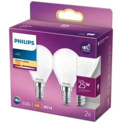 Philips Lyskilder|Kuleformet frostet LED-pære E14 250 lm 2-pk.