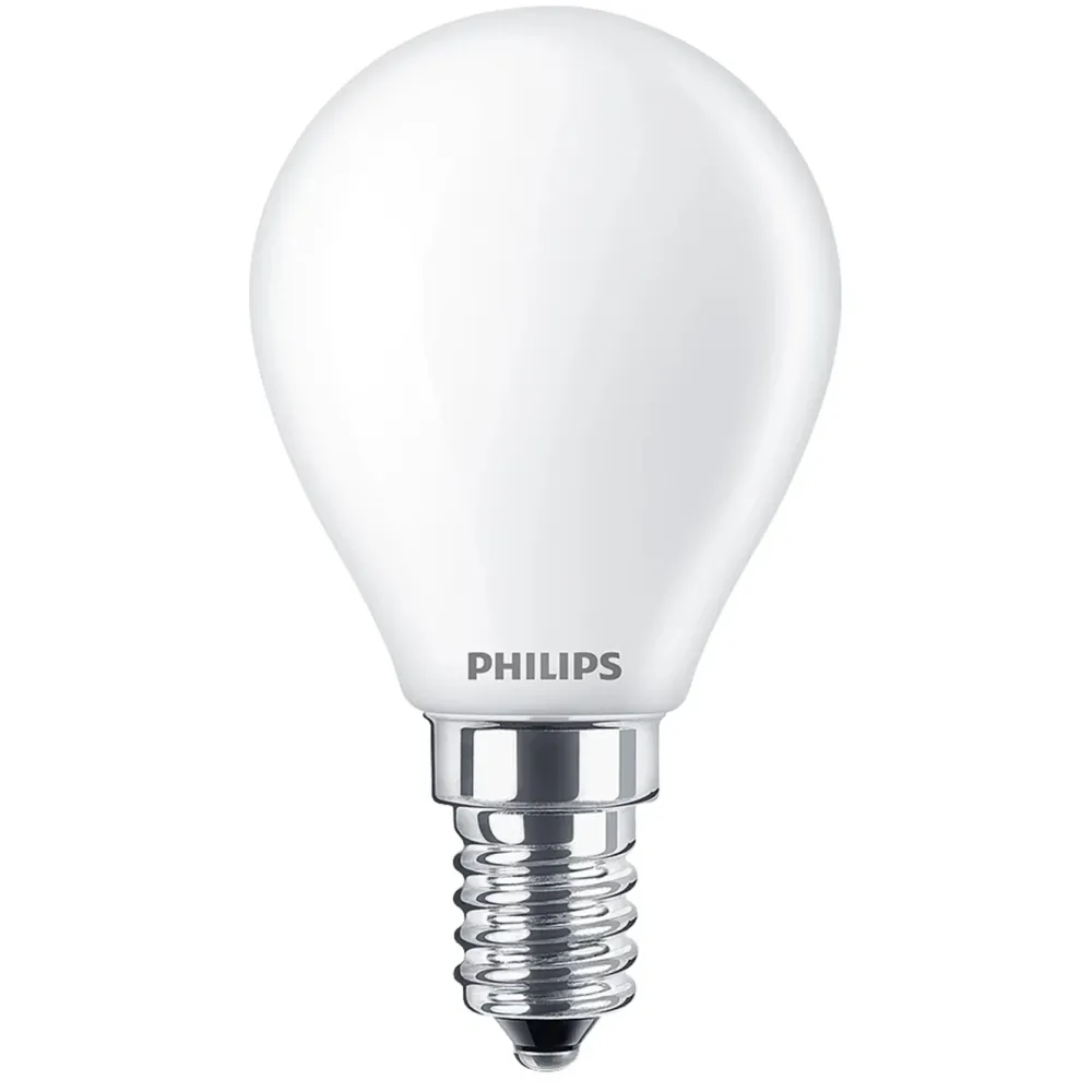 Philips Lyskilder|Kuleformet frostet LED-pære E14 470 lm 2-pk.