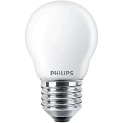 Philips Lyskilder|Kuleformet frostet LED-pære E27 470 lm 2-pk.