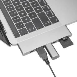 Plexgear Kabler Og Adaptere|Usb|Multiadapter for Thunderbolt 3 Space gray