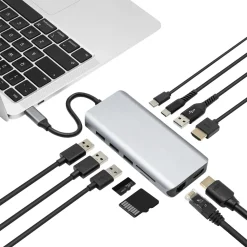 Plexgear Mac-Tilbehør|Hdmi|Multiadapter for USB-C med 12 tilkoblinger