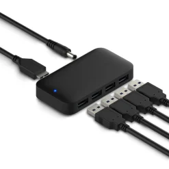 Plexgear Lagring|Tegnebrett|USB 5 Gb/s-hub med strømforsyning, 4-veis