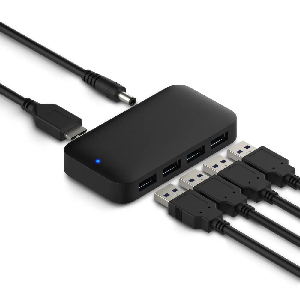 Plexgear Lagring|Tegnebrett|USB 5 Gb/s-hub med strømforsyning, 4-veis