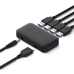 Plexgear Lagring|Tegnebrett|USB 5 Gb/s-hub med strømforsyning, 4-veis