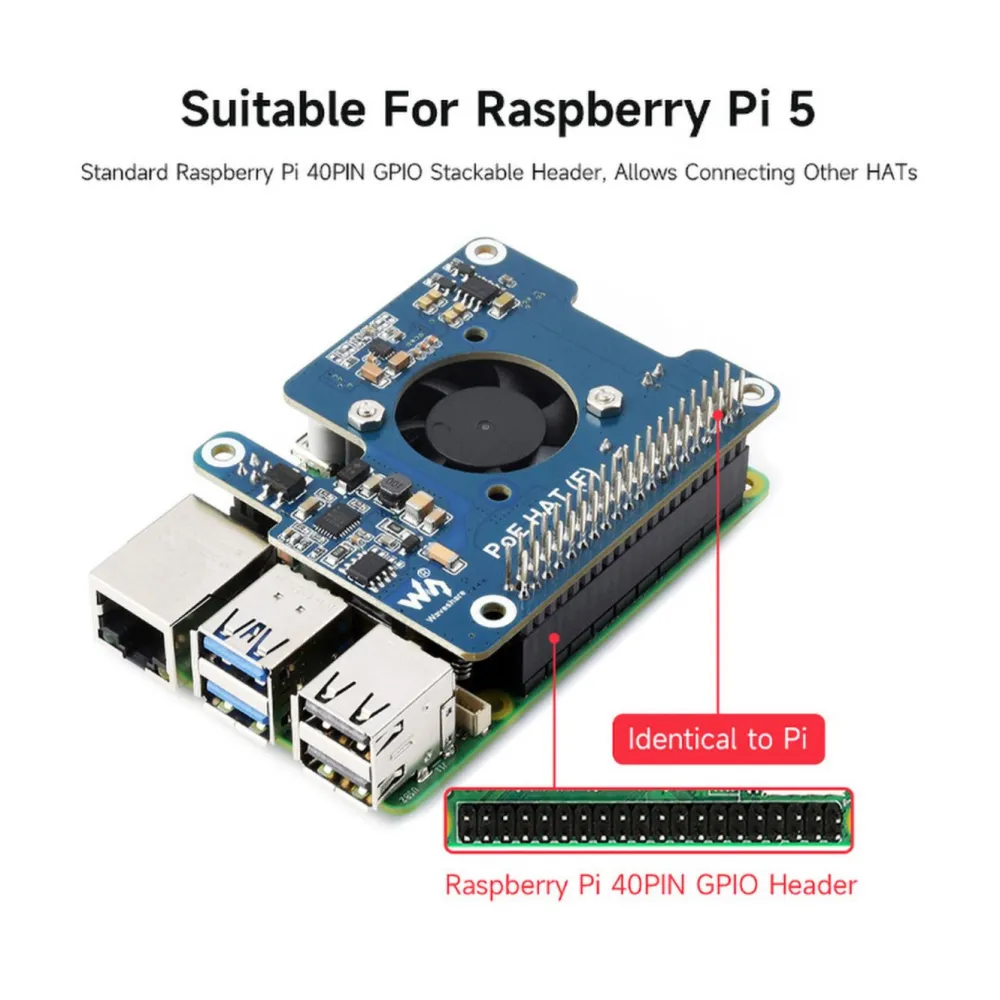 Kjell Raspberry Pi|PoE+ Hat for Raspberry Pi 5