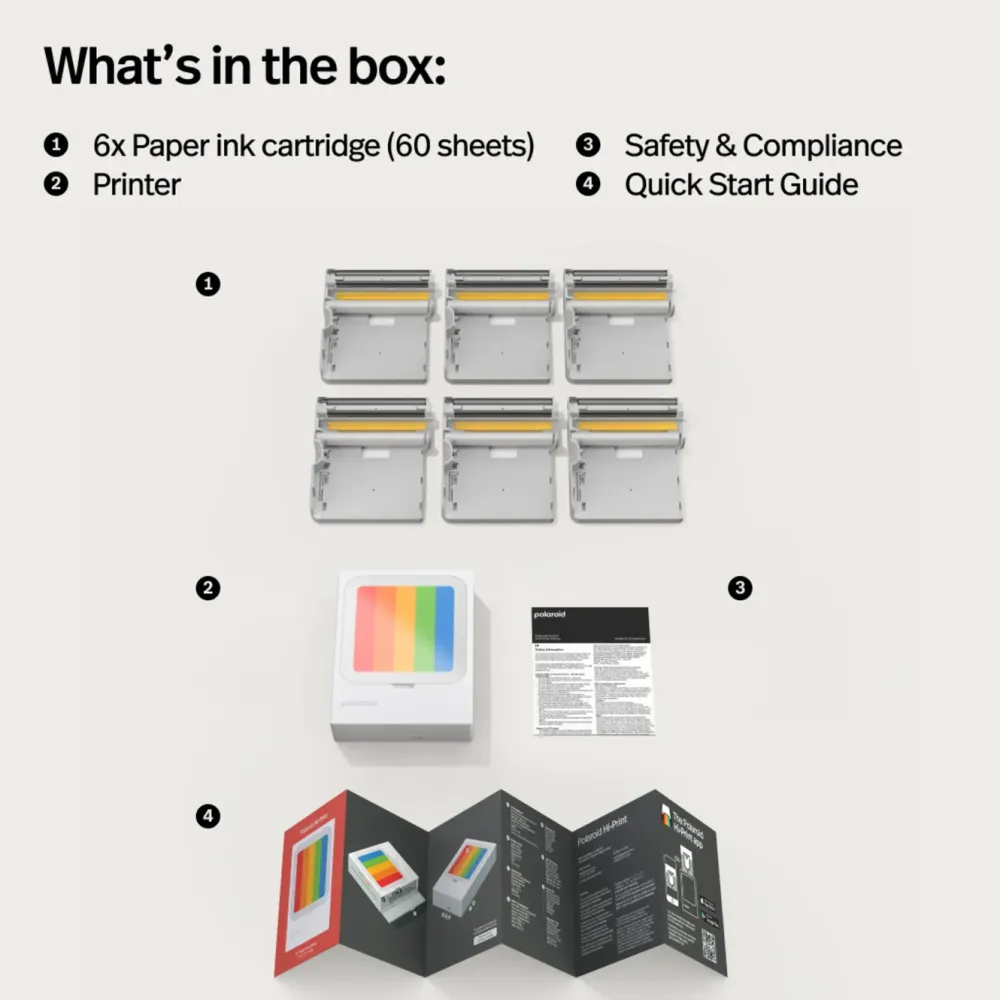 Polaroid Skrivere Og Tilbehør|Hi-Print 3×3 Photo Printer – bærbar fotoskriver + 60 ark