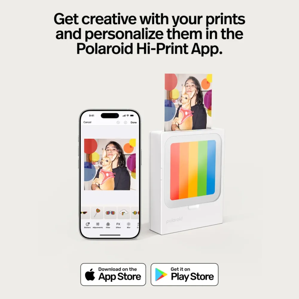Polaroid Skrivere Og Tilbehør|Hi-Print 3×3 Photo Printer – bærbar fotoskriver + 10 ark