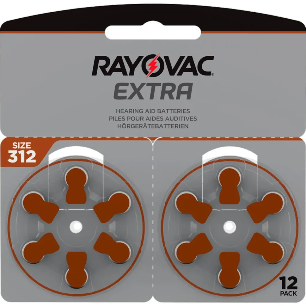 Rayovac Batterier|Batterier|Høreapparatbatterier Brun ZA312 12-pk.
