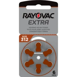 Rayovac Batterier|Batterier|Høreapparatbatterier Brun ZA312 6-pk.