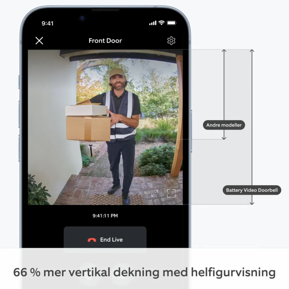 Ring Smart Dørklokke|Smart Dørklokke|Battery Video Doorbell med Chime Gen.2