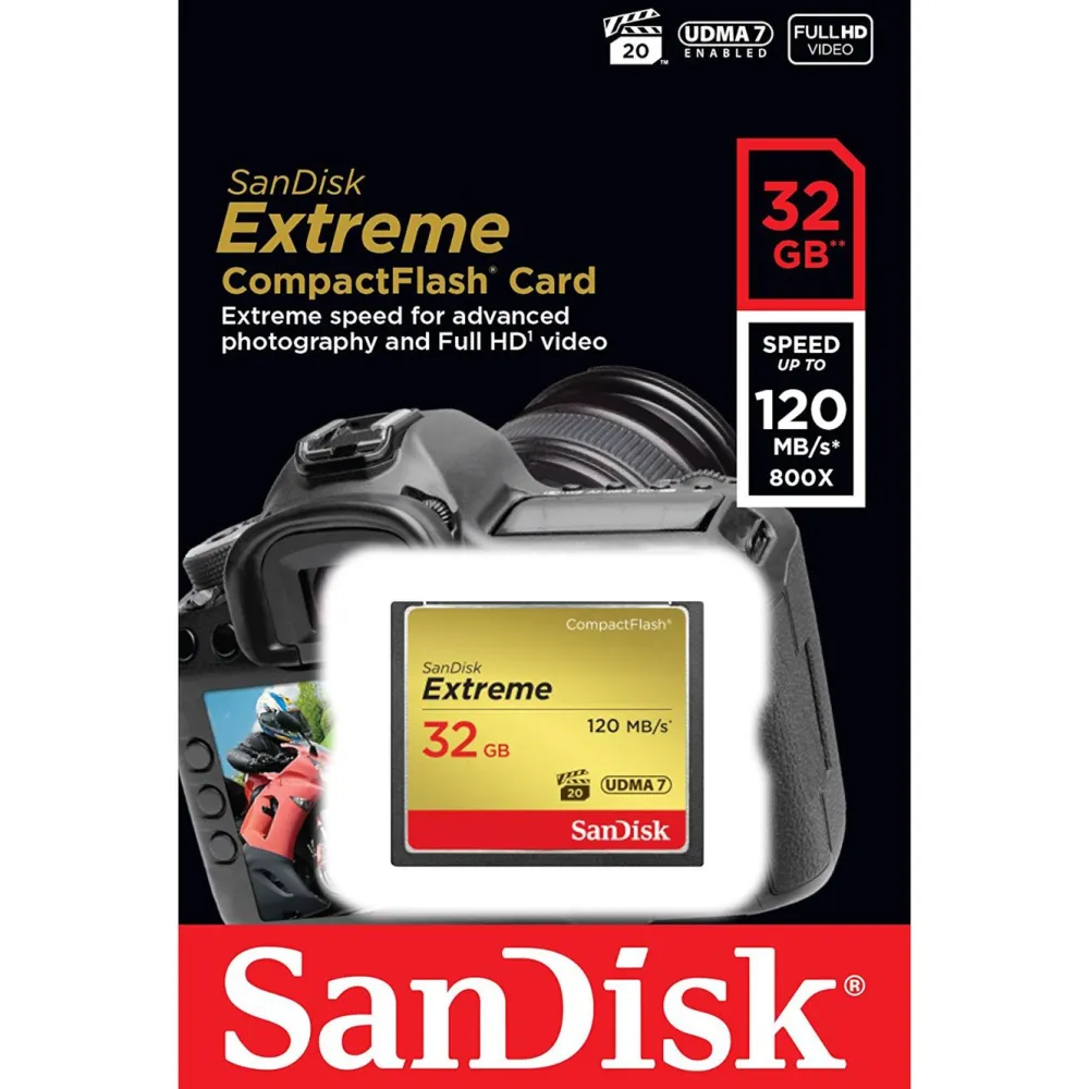 Sandisk Kameraovervåking|Foto Og Video|Extreme CF-kort 32 GB