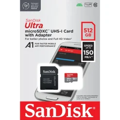 Sandisk Kameraovervåking|Foto Og Video|Ultra Micro-SD-kort 512 GB SDXC