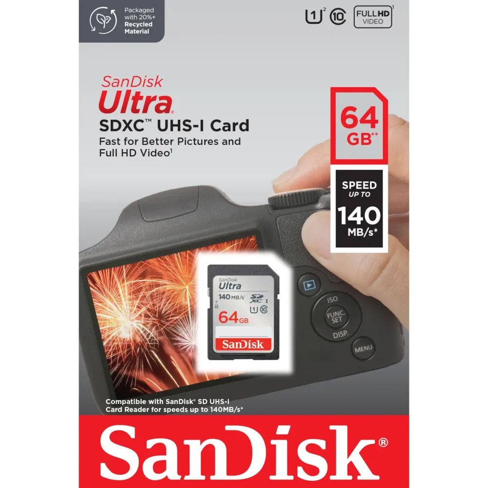 Sandisk Kameraovervåking|Foto Og Video|Ultra SD-kort 64 GB SDXC