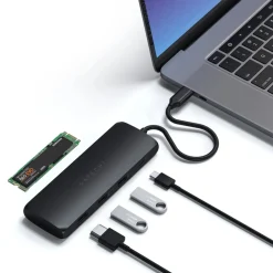 Satechi Mac-Tilbehør|Kabler Og Adaptere|USB-C-multiadapter med SSD-plass Svart