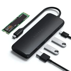 Satechi Mac-Tilbehør|Kabler Og Adaptere|USB-C-multiadapter med SSD-plass Svart