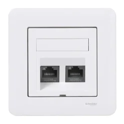 Schneider Electric Tilbehør Og Installasjon|Kabler For Nettverk|Exxact Innfelt UTP-nettverksuttak Cat.6 2-porters