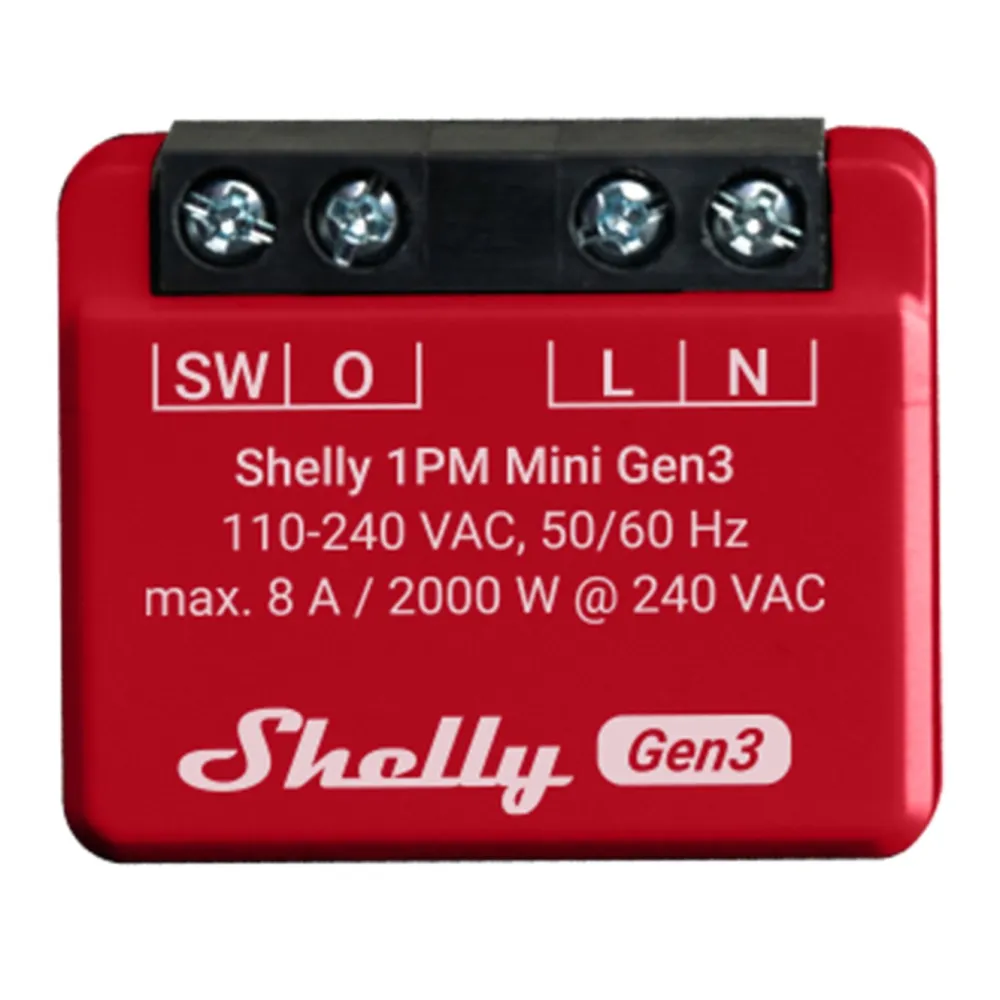 Shelly Fjernstrømbryter|Plus 1PM Mini (GEN 3)