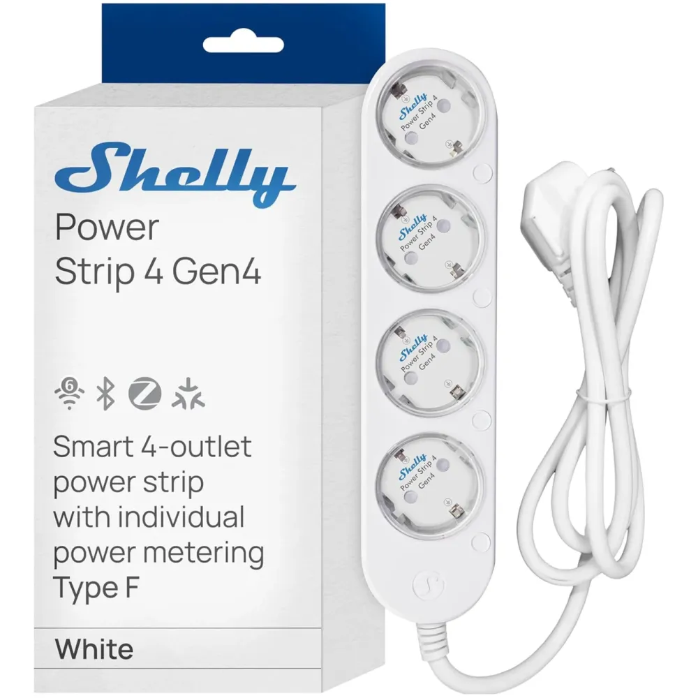 Shelly Strømledninger|Sterkstrøm|Power Strip 4 Gen4