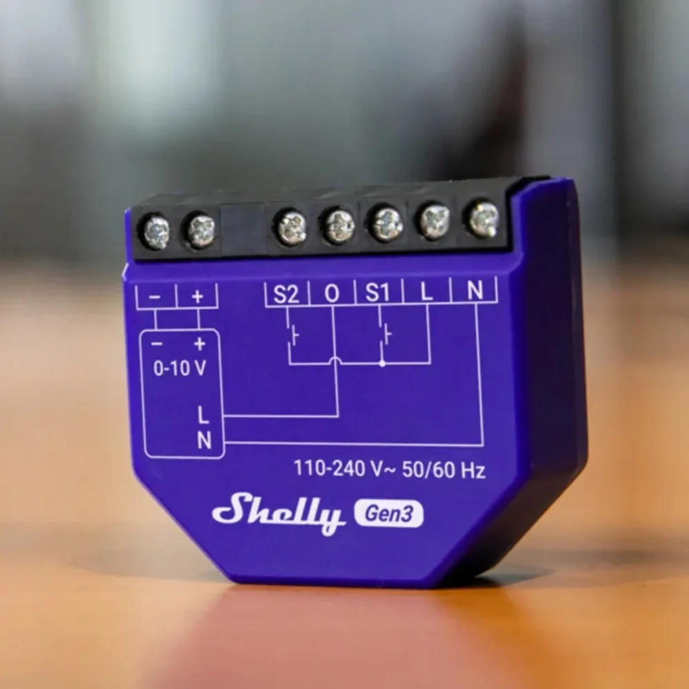 Shelly Fjernstrømbryter|0/1–10 V PM Gen3 Smart dimmermodul