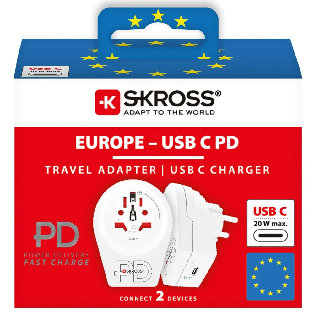 Skross Reiseeffekter|Overfallsalarm|Jordet reiseadapter PD - universal til Norge