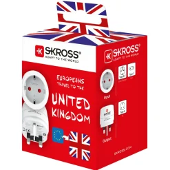 Skross Reiseeffekter|Overfallsalarm|Jordet reiseadapter Storbritannia
