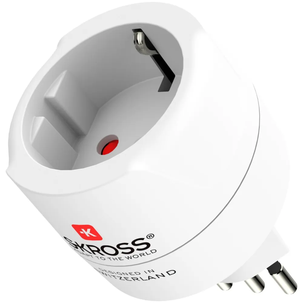 Skross Reiseeffekter|Overfallsalarm|Jordet reiseadapter - Sveits, Italia og Brasil