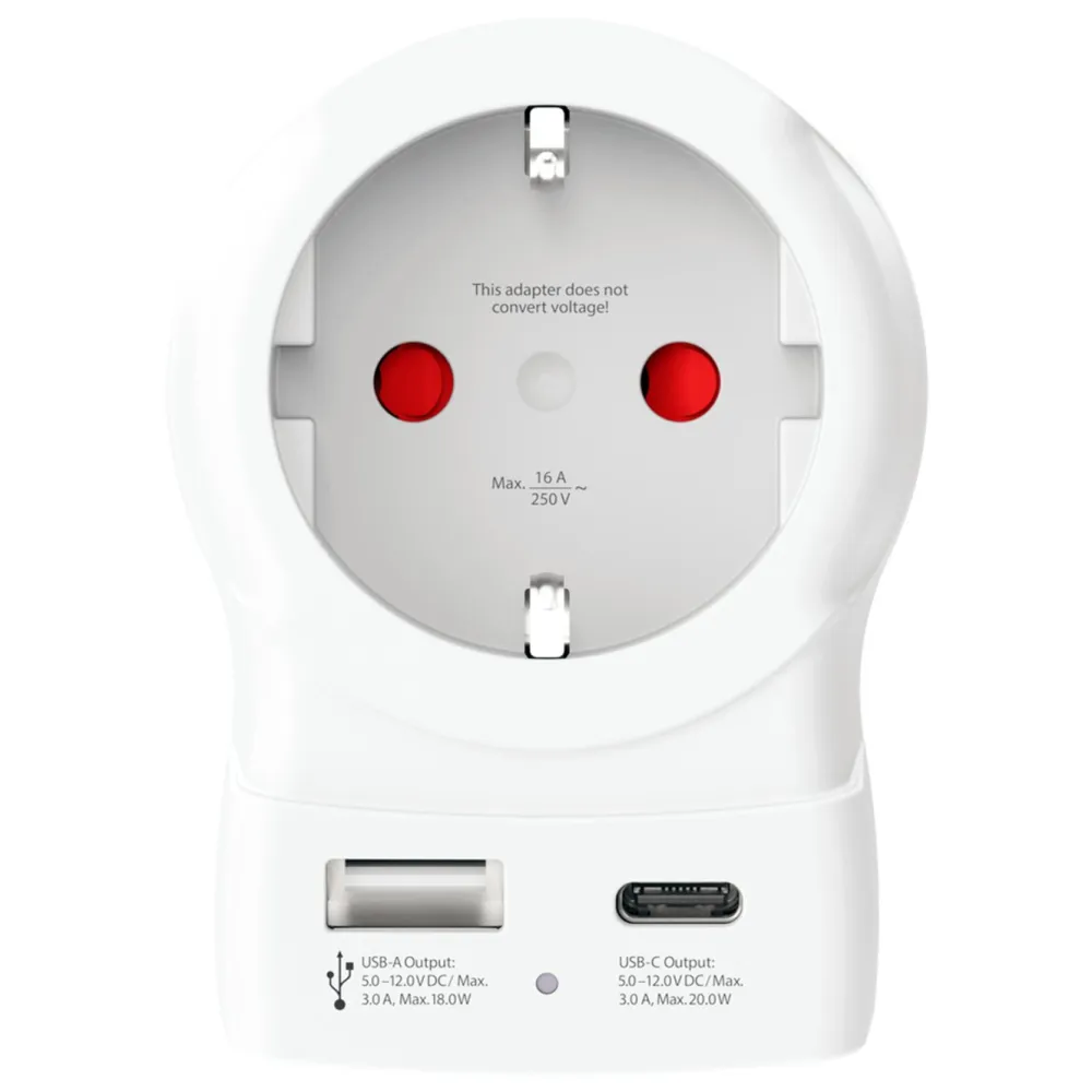 Skross Reiseeffekter|Overfallsalarm|Reiseadapter Europa til UK USB AC PD 20W