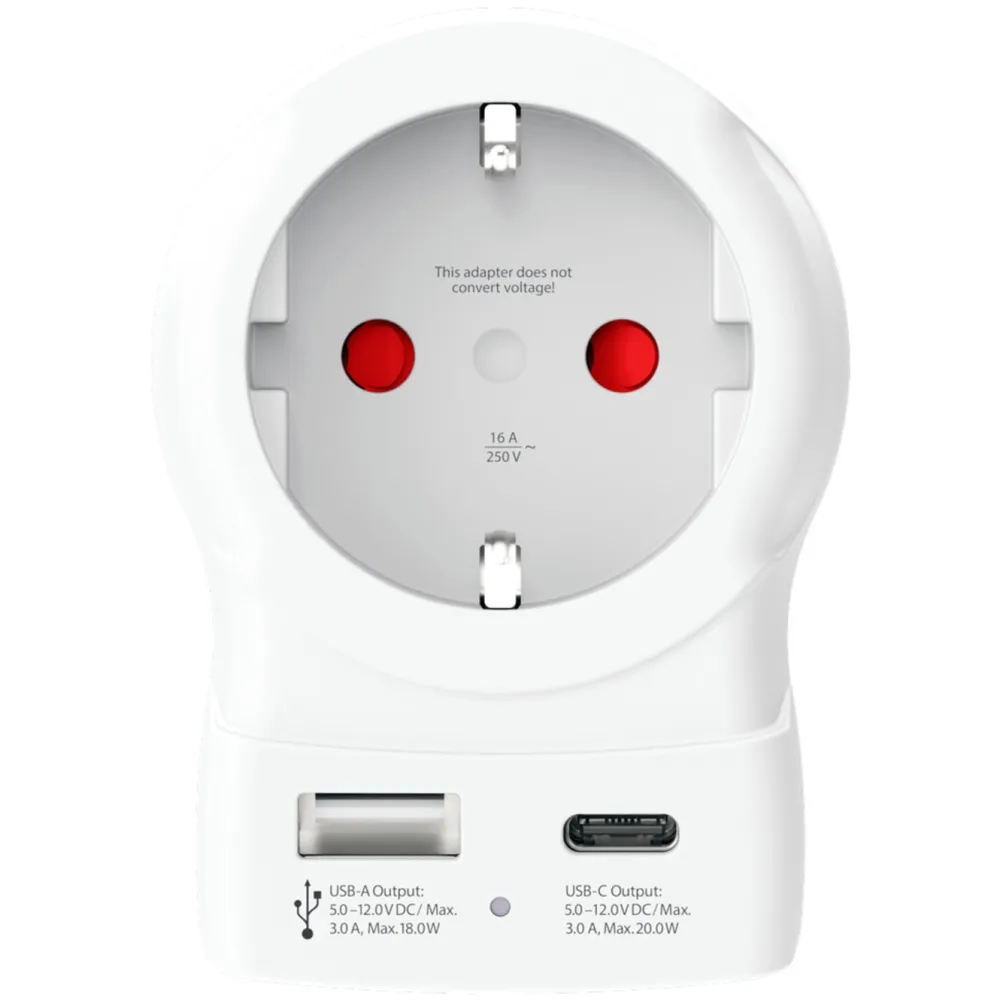 Skross Reiseeffekter|Overfallsalarm|Reiseadapter Europa til USA USB AC PD 20W