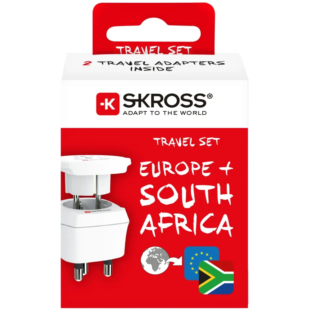 Skross Reiseeffekter|Universelt jordet reiseadapter til Sør-Afrika og Europa