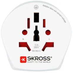 Skross Reiseeffekter|Overfallsalarm|Universelt jordet reiseadapter til Australia, Kina og Europa