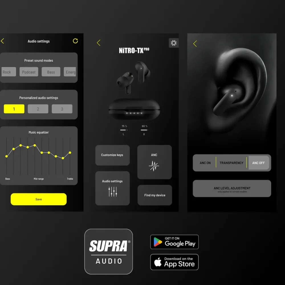 Supra Hodetelefoner Og Hodesett|NiTRO-TX Pro in-ear-hodetelefoner med støyreduksjon
