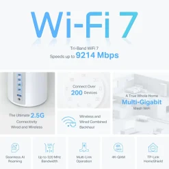 TP-Link Mobilt Bredbånd Og Rutere|Nettverkskabler|Deco BE65 – BE9300 Mesh Wifi 7-system