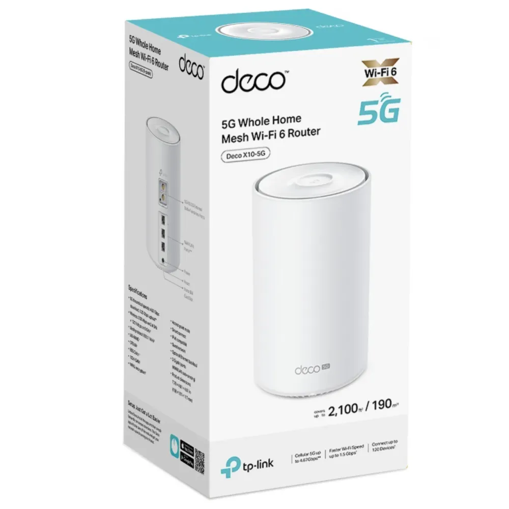 TP-Link Mobilt Bredbånd Og Rutere|Wifi-Routere|Deco X10-5G AX1500 mesh-ruter med 5G 1-pk.