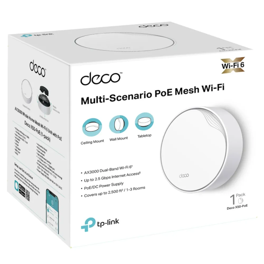 TP-Link Mesh|Wifi-Routere|Deco X50-PoE AX3000 1-pk.