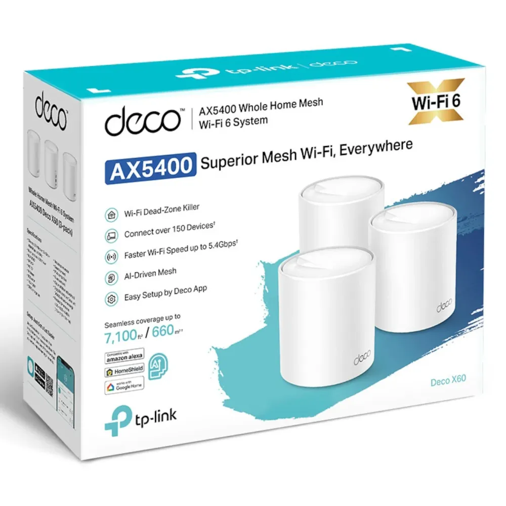 TP-Link Mesh|Wifi-Routere|Deco X60 V3.20 Mesh-system AX5400 3-pk.